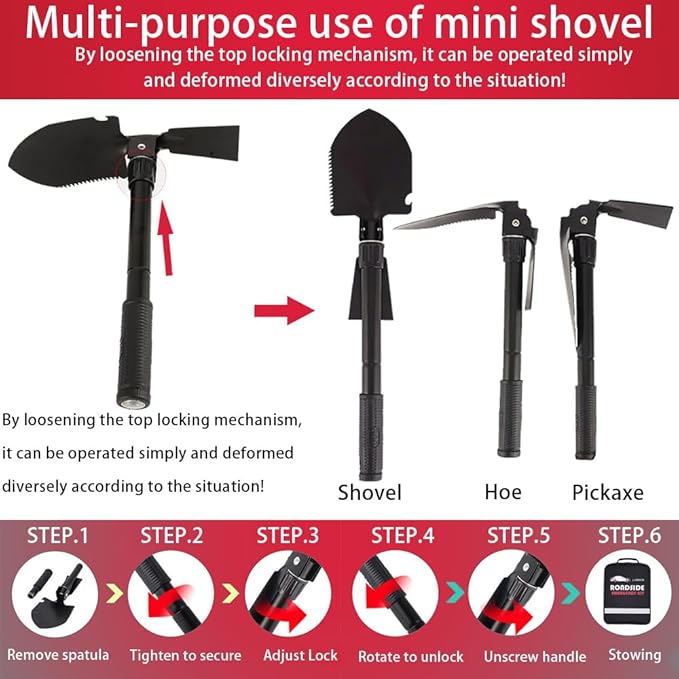 Car Emergency Roadside Tool Kit, Emergency Kits for Vehicles, Road Side Safety Assistance Kit,with Jumper Cables for Car,Headlamp,Folding Shovel,Tow, Basic Automobile Road Side Kits for Men Women