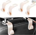 HZEL Car Seat Headrest Hook, 4PCS Vehicle Back Seat Hanger Hook for Purse Coat Umbrella, Multifunctional Auto Interior Storage Organizer Accessories, Universal for SUV RV Truck (Beige)