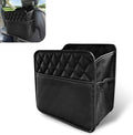 Backseat Car Organizer, 10" x 10" PU Leather Hanging Storage with Side Pockets, Multifunctional Auto Backseat Organizer, Large Capacity Waterproof Garbage Can for Most Cars Vehicles (Black)
