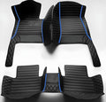 Yaruicar Custom Personalized Floor Mats for Cars Luxury Full Coverage All Car Floor Mats Anti-Slip Leather Car Mat Set Trucks & SUVs Trucks Automotive Floor Mats Liners (3D-Black Blue)