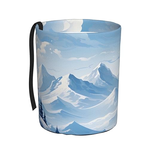 Car Trash Can Hanging, White Snow Mountain Cloud Scenery Waterproof Auto Garbage Bin Universal Vehicle Waste Container, 3.5L Capacity