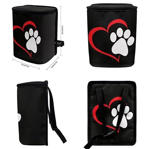 Cute Love Paw Car Trash Can with Lid Car Garbage Can Car Waste Basket, Leak-Proof Car Trash Bin, Car Trash Hanging Car Accessories Interior Car Organizer Bag