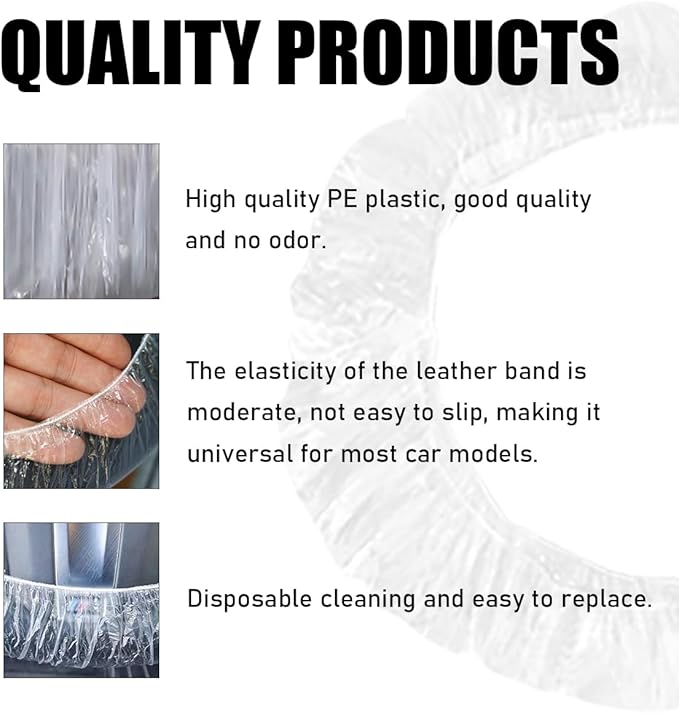 100PCS Disposable Car Steering Wheel Cover, Plastic Transparent Steering Wheel Protector with Elastic Trim, Universal Flexible Wheel Cover for Most Vehicles, Car Accessories