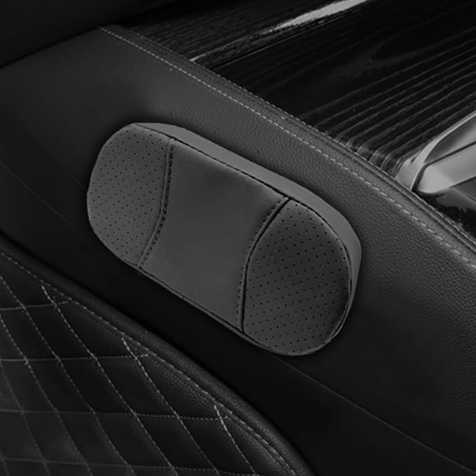 Car Knee Cushion, Leather Memory Foam Auto Center Console Arm Rest Pad, Soft Comfort Car Door Elbow Protective Cushion, Breathable Vehicle Interior Leg Support Pillow for Most Cars (Black)