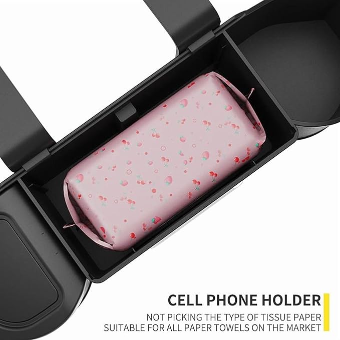 Car Organizer Back Seat, 4-In-1 Car Back Seat Organizer with Drink Cup Holder Tissue Box Trash Can Phone Holder, Adjustable Headrest Storage Organizers with Hooks Automotive Seat Storage Box