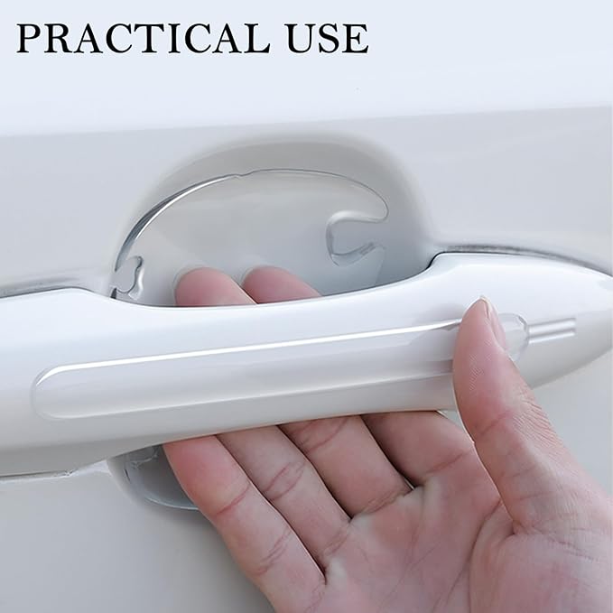 8PCS Car Door Handle Protector with Sport Word,Stylish PVC Car Door Handle Scratch Protector for Avoiding Scratch,Universal Cars Handles Protectors Cars Exterior Accessories (Transparent)