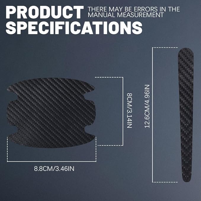 8PCS Car Door Handle Scratch Protectors, Carbon Fiber Car Door Handle Bowl Sticker, Universal Car Door Handle Paint Guard Cover, Auto Exterior Decor Door Handle Cup Protective Film for Most Models