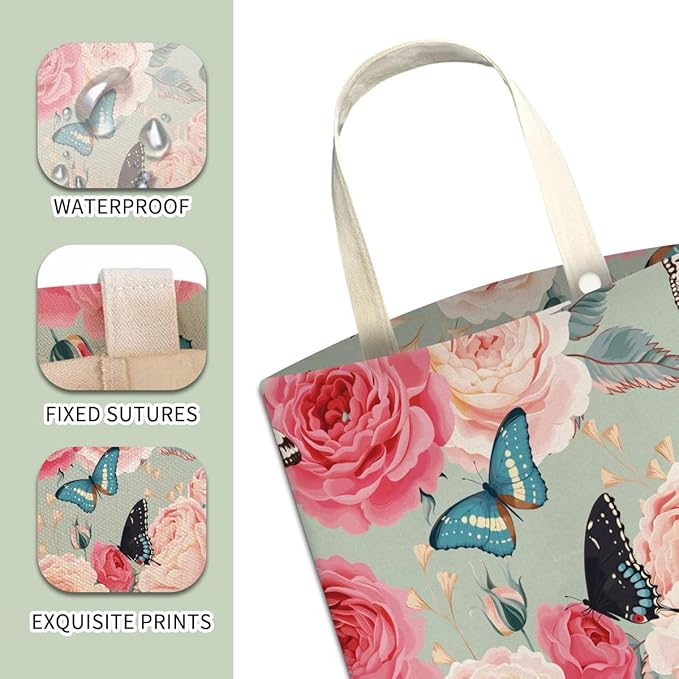 ABUIFDK Car Trash Can, Cute Car Trash Bag, Hanging Car Organizer and Storage Bag, Trash Bin for Car Accessories, Vehicle, Travelling, Camping Cute Flower and Butterfly