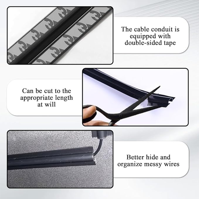 4PCS Car Concealed Wire Cover, Car Wire Sleeve, Automotive Power Cord Cover, Car Interior Accessories Adhesive Cable Hidden Protector for Cords USB Video Audio Network Cables Sleeve Organizer