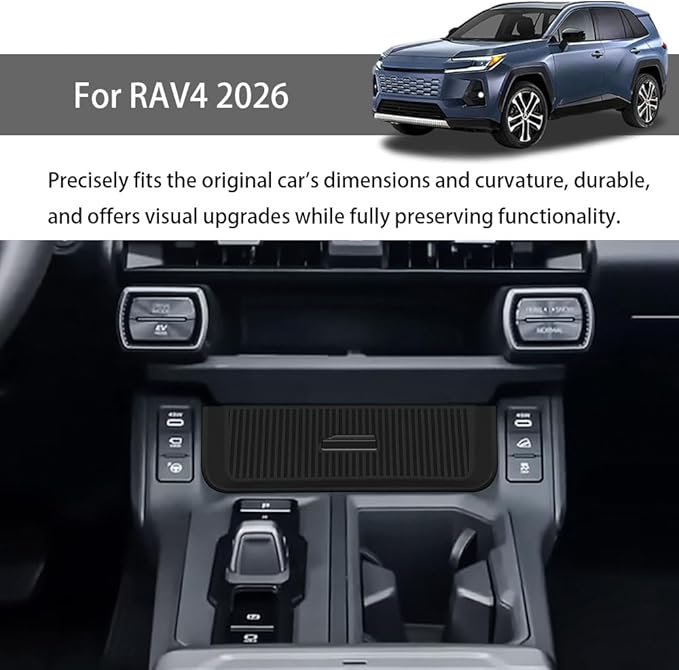 Center Console Organizer for RAV4 2026 Silicone Water Resistant Anti-Slip Under Console Storage Drawer Hidden Storage Small Valuables RAV4 Accessories (Center Console Drawer)