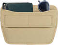 HARFINGTON Car Seat Gap Filler Organizer 11.3 x 8 x 2.2 Inch Leather Universal Car Organizer Storage Box Between Seat and Console for Phone Sunglasses Keys, Beige