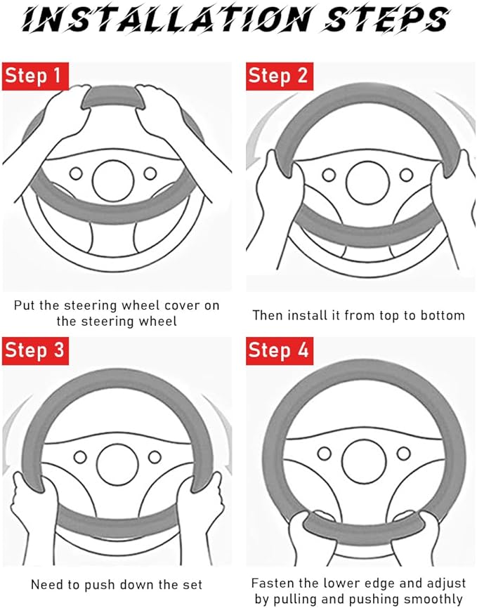 Car Steering Wheel Cover, 15 Inch Leather Breathable Auto Steering Wheel Protector, Comfortable Non-Slip Vehicle Steering Wheel Covers, Universal Interior Car Accessories (Black+Blue, AD)