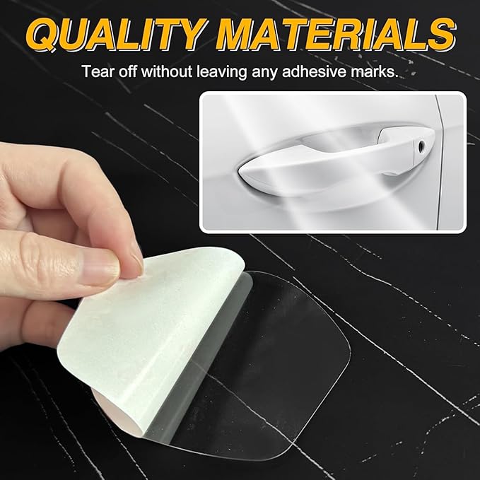 4Pcs Car Door Handle Protector,Waterproof Anti-Scratch Stickers Covers,Transparent Universal Car Door Handle Protector Accessories