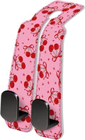 AXRQLSU PU Leather Car Seat Hook, Storage Headrest Hanger, Cute Car Backseat Organizer, Car Hooks For Purses and Bags Pink Cherry Print