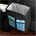 Car Trash Bag, Leak-Proof Large Capacity 3.4 Gallons Hanging Vehicle Trash Bin with Storage Pocket, Multipurpose Portable Auto Garbage Bag for Travel, Universal Fit (Black)