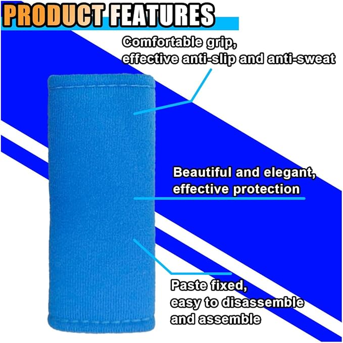 2PCS Car Inside Door Handle Protector, Colorful Soft Fluff Car Pull Handle Cover, Anti-Scratch Grab Handle Wrap, Car Interior Decoration Accessories for Women Men (Blue)
