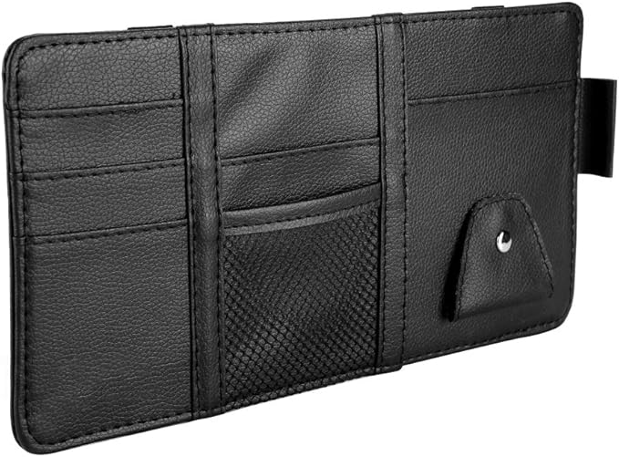 Aramox Car Backseat Organizer, Universal Multifunctional Premium PU Leather Car Sun Visor Storage Bags for CD,Sunglass,Card Organizer Holder