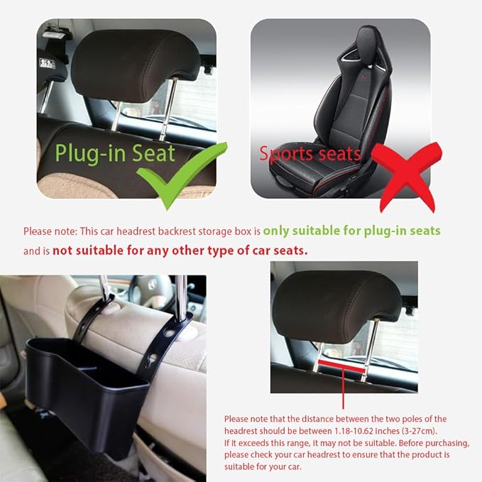 Car Cup Holder Seat Back Headrest Organizer Drink Pocket Food Tray Universal Caddy Storage Box for Cell Phones Keys Cards Wallets