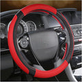 Car Steering Wheel Cover, 14.97 Inch Leather Non-Slip Vehicle Steer Wheel Protector, Soft & Breathable Automotive Interior Protection Accessories, Universal for SUV Sedan Truck (Black/Red)