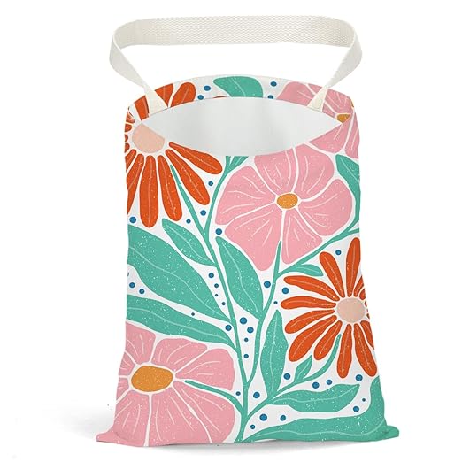 Pykfrhh Boho Floral Car Trash Can, Car Trash Bag Hanging, Waterproof Cars Back Seat Hanging Organizer and Storage Trash Bags for Vehicle Travelling Camping