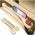 2PCS Car Seat Gap Filler Organizer,Upgrade Car Side Seat Gap Filler with Phone Holder,Multifunctional Car Seat Filler Gap Space Prevents Things Dropping for Cars,SUVs (Beige)