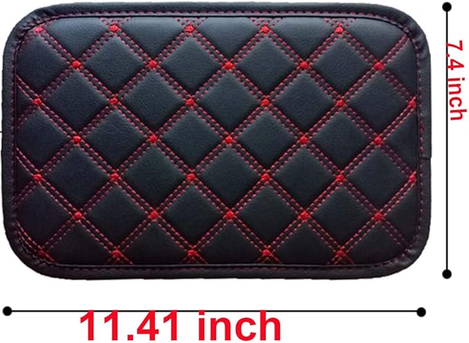 Forala Auto Center Console Pad PU Leather Car Armrest Seat Box Cover Protector Universal Fit (D-Black)