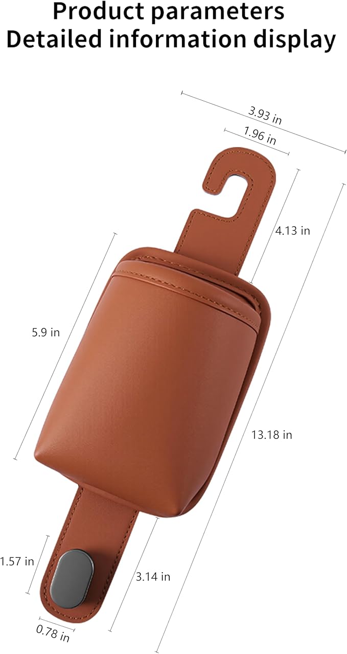 2-Pack Car Seat Back Cup Holder Organizer, Faux Leather Car Cup Holders with Hooks, Universal Backseat Storage for Drinks, Bottles & Travel Accessories (Orange)