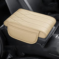 Car Center Console Cover for Ford Bronco Badlands/Sasquatch 2021-2025, Leather Armrest Pad Comfortable Waterproof Arm Rest Box Cushion Protector with Storage Bag,Normal-D/Beige