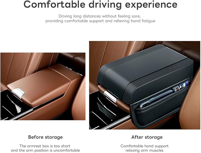 Civenhhd Car Armrest Pad, Universal Armrest Cushion Pad, Leather Armrest Box Pad