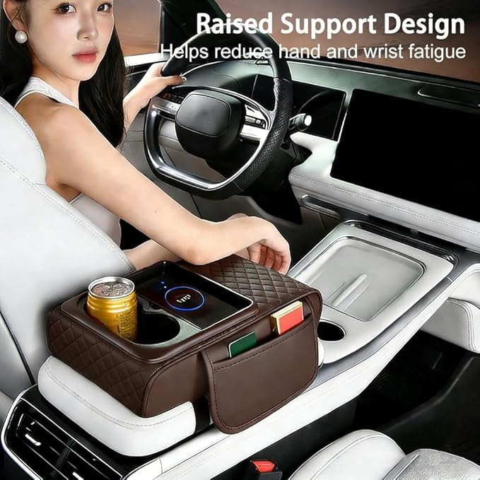 Armrest Cover for Car for GMC Sonoma 2000-2004, 4 in 1 Storage Box Pad with Cup Holders, Center Console Cover Cushion Heightening Pad,C