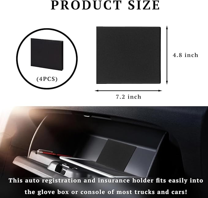 4 PCS Car Registration and Insurance Holder, 10.6''×4.8'' Essential Auto Card Glove Box Organizer with Closure, Vehicle Interior Accessories Perfect for Documents, Cards