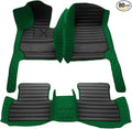 TREGOO All Weather Car Mats Custom Fit Non Slip Floor Mats for 1998-2025 Cars Personalized Leather Protection Pads Suitable for Men Women (Edge Green, Middle Black Horizontal bar)