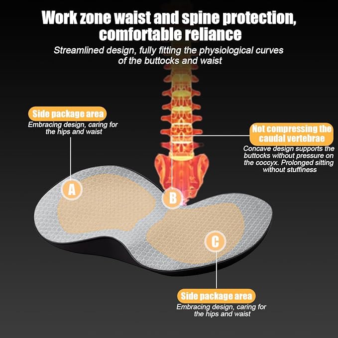 Car Seat Cushion, Memory Foam Sciatica & Lower Back Pain Relief Vehicle Chair Pillow for Driving, Breathable Automotive Seat Support Pad, Universal for SUV Sedan Truck (Gray)