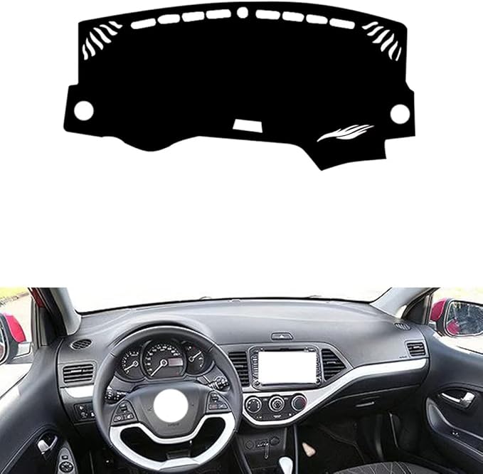 leather dashboard cover Compatible with KIA Morning 2013-2019，dash cover（black）