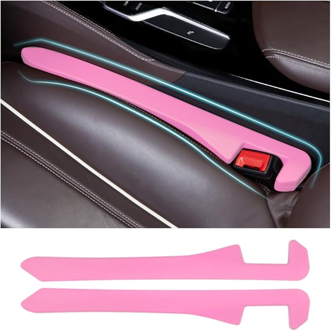 Junecarp Car Seat Gap Filler 2 Pack,Car Gap Filler Organizer to Impede Items from Dropping,Essential Interior Car Accessories Seat Gap Plug (Pink)