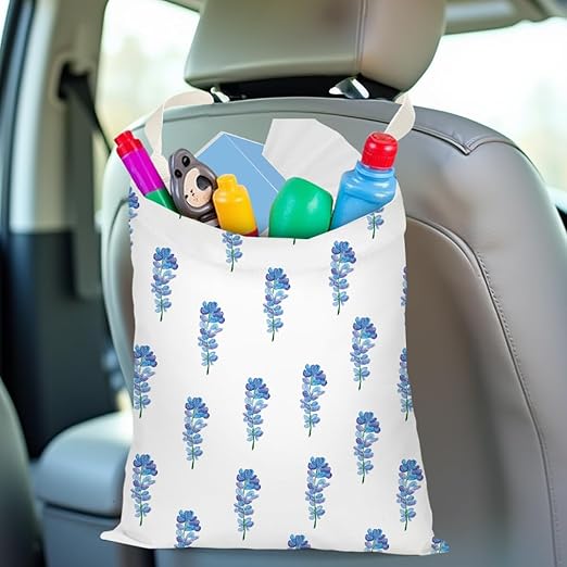 Pykfrhh Car Trash Bag Hanging, Waterproof Car Back Seat Organizer with Daisy Sunflower Rose Decor