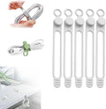 Silicone Cable Ties, Data Cable Organizer, Reusable Cable Management, Multipurpose Elastic Cord Organizer, White, 5Pack