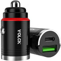 Dual Port Car Charger, [Matt Black] [2 Pack] USB A & USB C Car Cigarette Lighter Charging Adapter, 30W Fast Charging, PD&QC 3.0, Compatible with iPhone 16/15/14/13/12 Series, Samung, Pixel