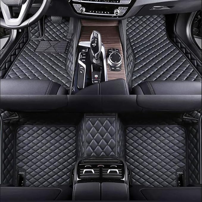 Custom Fit Car Floor Mats for Most Cars, SUVs, Trucks - Waterproof PU Leather All-Weather Floor Liners - Durable Anti-Slip Interior Car Accessories to Protect Vehicle Floors (Black)