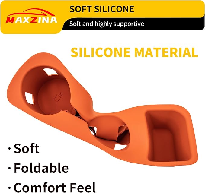 Maxzina Cup Holder Compatible with 2022-2025 2026 Ford Maverick Cup Holder Silicone Insert Center Console Drink Holder Silicone Orange Bottle Holder Interior Decoration for 2024 Maverick Accessories