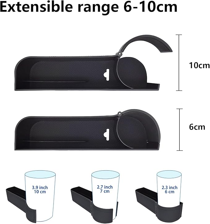 BAILISI Car seat gap filler organizer,multifunctional car seat organizer,Adjustable Cup Holder car console side storage box Holders phone, sunglasses,car accessories(Black)