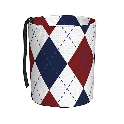 Navy Blue White Argyle Car Trash Can Garbage Cans Foldable,Cute Hanging Car Organizer and Storage Bag Leak Proof, Auto Back Seat Trash Bin Universal for Truck, SUV, Outdoor Travel