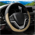 Car Steering Wheel Cover, 14.5"-15" Leather Anti-Slip Sporty Vehicle Steering Wheel Protector, Soft Breathable Auto Interior Decoration Accessories, Universal for SUV Truck Sedan (Beige)