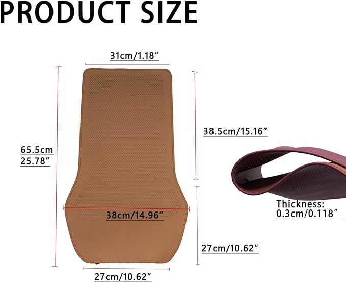 ontto 1 PC Car Seat Back Lumbar Cushion for Driving Universal Car Seat Protector with Buckle Fixing,Waterproof Automotive Seat Pad for Cars Trucks SUV,Light Brown