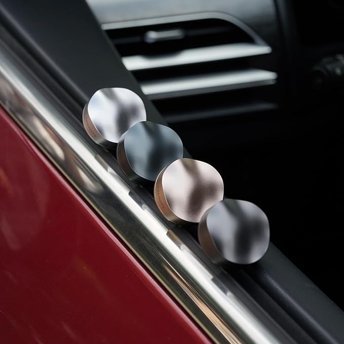 THEDOTS Silver Car Air Freshener, Frosted Ebony Scent, Solid Metal Fragrance, Odor Eliminator Auto Accessories for Men Gift