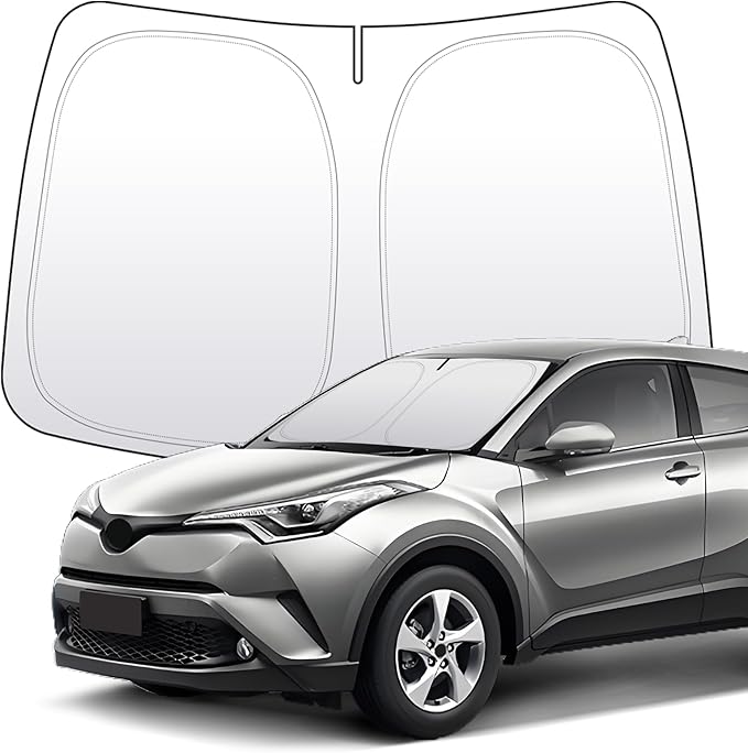Thickened 2-Layer Front Windshield Sun Shade Compatible for Toyota CHR AX10/AX50 2016-2022, Foldable Custom Fit Sunshade Blocks 99% Heat, Keeps Car Interior Cool (for CHR AX10/AX50 2016-2022)