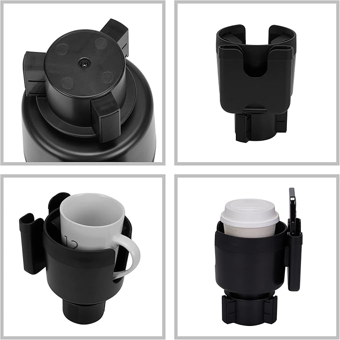 Large Size Car Cup Holder Expander with Cell Phone Holder Adjustable Base U-Shaped Slot Cup Holder Adapter Compatible with All Kinds of Cups and Bottles