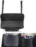 Car Purse Holder Between Seats with Front Pocket, Hanging Large Capacity Snack Cup Bag Document Storage Bag, Multi-functional Organizer for Travel, Auto Interior Backseat Barrier (Black)