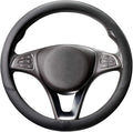 COFIT Breathable Car Steering Wheel Cover 15 inch Auto Universal Leather Wrap Non-Slip Steeringwheel Protector Automotive Interior Accessories, Black (Suit for 14 1/2-15 inch)
