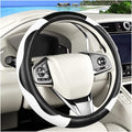 Carbon Fiber Car Steering Wheel Cover, 14.5-15 Inch Elastic Stretch Steering Wheel Guard, Sports Style Non-Slip Automotive Interior Accessories, Universal for Vehicles (Black/White)